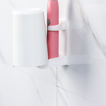 Wall Mounted Universal Electric Toothbrush Holder Rack Tooth Brush Organizer Hangable Water Cup Stan