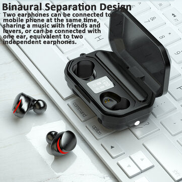 M15 TWS bluetooth 5.0 LED Power Display Earphone Waterproof Wireless Stereo Flashlight Headphones Bi