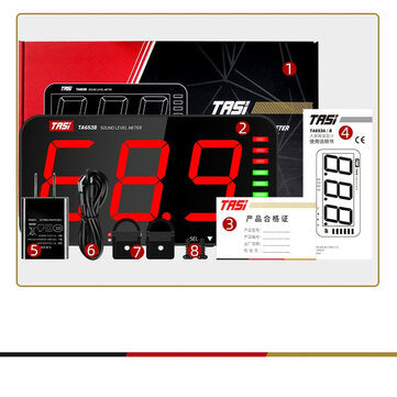 TASI TA653A Sound Level Meter Tester 30-130db Large Screen LCD Display Wall Hanging Type Decibel N