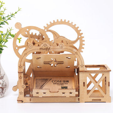 Wooden Pen Holder Creative DIY Office Desktop Card Case Decoration Multifunctional Desktop Organizer