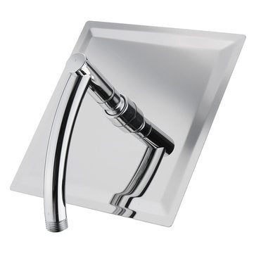 Square 8 Inch Rainfall Shower Head Extension with Shower Arm Hose Kit Overhead