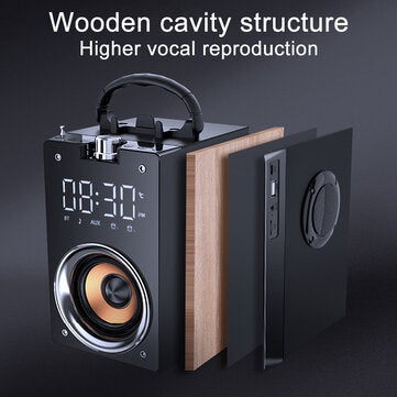 Bakeey Portable Digital Display Alarm bluetooth Speaker 3D Heavy Bass Support FM/TF/USB/AUX Play