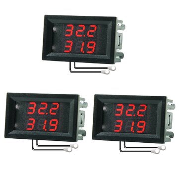 3Pcs DC 4-28V 5V 12V 0.28 inch 0.28 " LED Display Dual Red Digital Temperature Sensor Thermometer wi