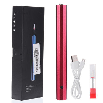 Portable Mini Electric Nail Drill Machine Pedicure Pen USB Rechargeable Art Pusher M... (COLOR: RED)