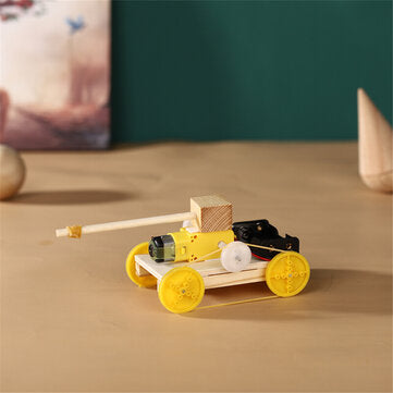 DIY 4WD Tank Toy Wooden Handmade Science Experiment Puzzles Kits Physics Learning Early Education Sc