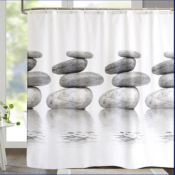 71x71" Gray Stone Pebbles Waterproof Shower Curtain Home Bath Decor with Hooks