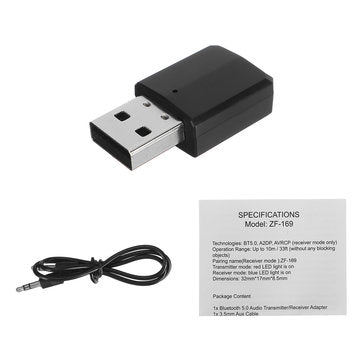 bluetooth 5.0 FM USB AUX TV PC Transmitter Receiver