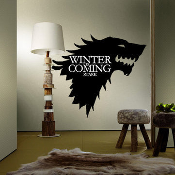 T-5 Game Of Thrones  Stark Family  Emblem Ice Wolf Wall Stickers Engraved Wall St... (COLOR.: BLACK)