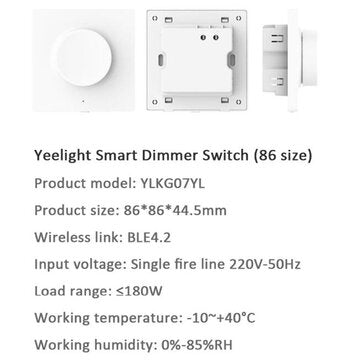 Yeelight YLKG07YL Smart Dimmer Wall Light Switch Remote Control AC220V ( Ecosystem Product)