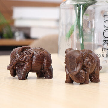1 Pair Natural Agarwood Elephant Wood Carving Wood Crafts Retro Decoration Craft Creative Gifts Home