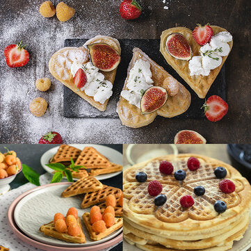 SOKANY Electric Waffle Maker 1200W Sandwich Cake Machine Baking Pan Non-stick for Kitchen