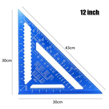 7/12" Metric/Imperia Aluminum Alloy Triangle Angle Protractor Rul... (TYPE: IMPERIAL | SIZE: 12INCH)