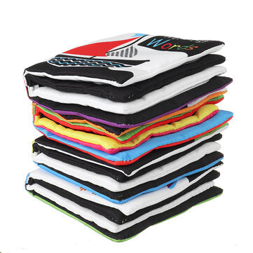 4 packs Sound Paper English Cloth Book Black and White Enlightenment Words Colors Shapes Numbers Ear