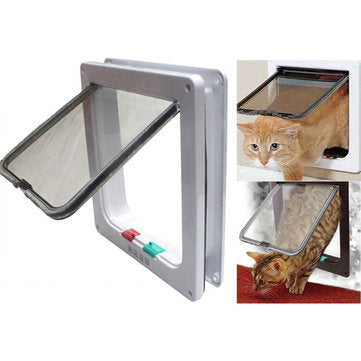 S/M/L 4 Way Locking Intelligent Control Pet Door Waterproof Small Dog ... (COLOR1: BROWN | SIZE.: S)