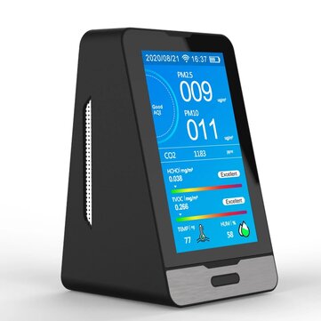WIFI PM2.5 PM1.0 PM10 Temperature Humidity Air Quality Monitor 4.3 Inch LED Display Intelligent CO2