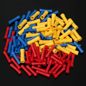 50Pcs Insulated Butt Wire Connector Crimp Terminal 10-22AWG 0.5-6.0mm PVC Kit