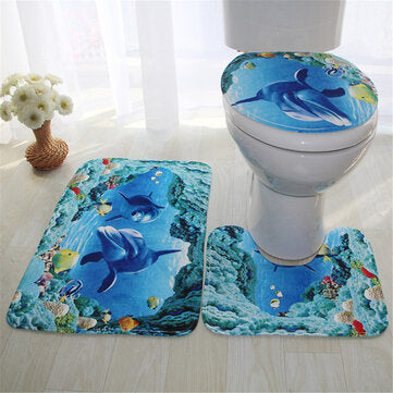 Anti-Slip Floor Mat Bathroom Pedestal Rug Toilet Lid Cover Floor Mat Bath Mat Bathro... (PATTERN: D)