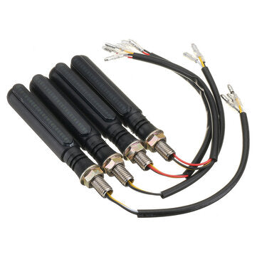 4Pcs Motorcycle Sequential Flowing LED Amber Turn Signal Indicator+White DRL+Red Brake Stop Lights