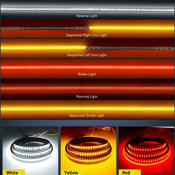 60Inch Flowing LED Tailgate Light Bar Flexible Silicone Light Strip Turn Signal Brake Tail Lamp IP68
