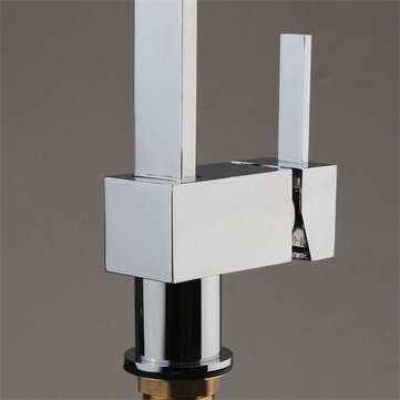 Square Chrome Brass Kitchen Bathroom Hot Cold Water Switch Basin Mixer Tap