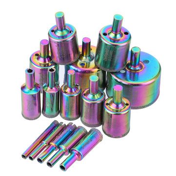 Drillpro 15pcs 6-50mm Titanium Diamond Hole Saw Drill Bit Set Tile Ceramic Glass Marble Drill Bits