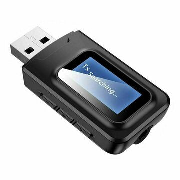 Wireless Bluetooth 5.0 Transmitter and Receiver AUX Adapter LCD Display for Speaker PC TV Laptop Car