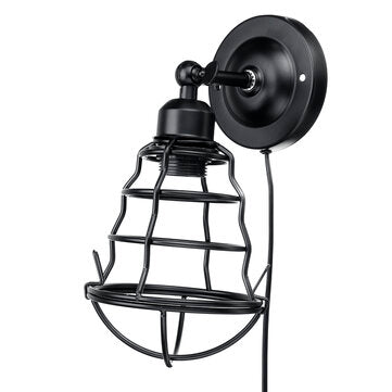 AC110V E27 American Style Retro Wall Lamp Industrial Wrought Iron Lampshade with Switch US Plug
