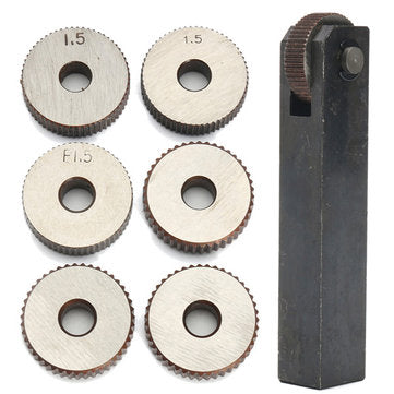 7pcs Knurling Knurler Tool 0.5/1/2mm Pitch Single Wheel Straight Wheel Linear Knurl Set