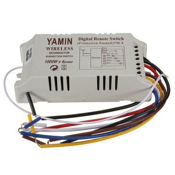 AC220V 4 Ways ON/OFF Wireless Lamp Remote Control Light Switch Receiver Transmitter