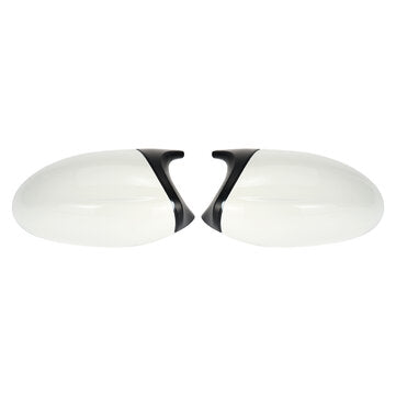 1 Pair Rear View Mirror Cover Cap M3 Style Glossy White For BMW E90 E91 E92 E93