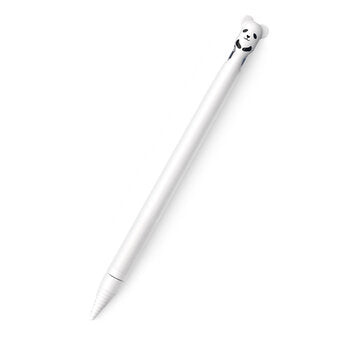 Silicone Protective Sleeve Cartoon Lovely Apple Pen Cap Tip Protective Pen Case T... (COLOR.: WHITE)