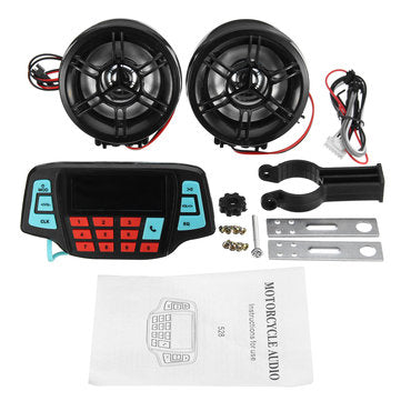 Motorcycle Handlebar MP3 Balck Speakers Audio System USB SD FM with bluetooth Function