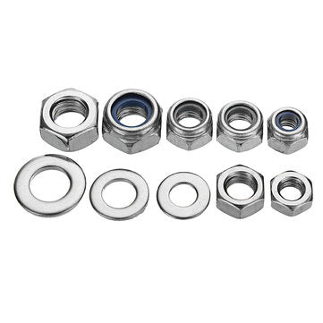 Suleve MXSN2 255pcs Stainless Steel Nylon Lock Nuts Full Nuts Washers Kit M4 M5 M6