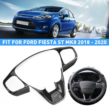Carbon Fibre Decal Steering Wheel Trim Cover For Ford Fiesta ST MK8 2018 - 2020 (COLOR: BLACK)
