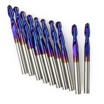 Drillpro 10Pcs 3.175mm Shank 0.8x8mm Nano Blue Coated Spiral Ball Nose End Mill CNC Milling Cutter
