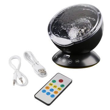 Ocean Wave Starry Sky Aurora LED Night Light Projector Luminaria Novelty Lamp USB... (COLOR.: BLACK)