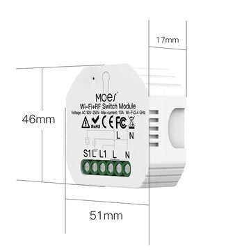 MoesHouse Mini DIY WiFi RF433 Smart Relay Switch Module Smart Life/Tuya App Control for  Alexa Googl