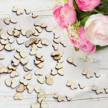 100Pcs Laser Engraving Rustic Wooden Love Heart Crafts DIY Wedding Table Scatter Confetti Vintage De