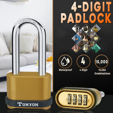 4 Digit Password Padlock Zinc Alloy Security Travel Luggage Door Lock Waterproof