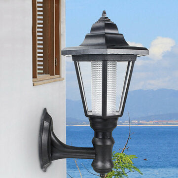 Outdoor Solar Powered Hexagon Shape Wall-Mount LED Lantern Light Garden Lawn Waterproof Wall Lamp