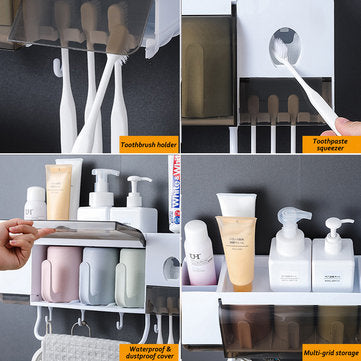 Toothbrush Holder Wall Mount Sucker Bathroom Suction Cup Set Rack Stick Firmly