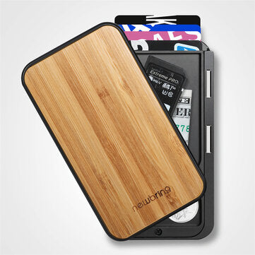 Wood PC ID Credit Card Holder Wallet Blocking Case Outside Pocket Cards Elastic Bandage... (TYPE: B)