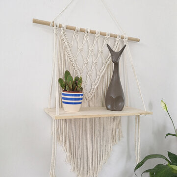 Cotton Wall Tapestry Woven Macrame Boho Plant Hanger Holder Tapestry Wall Hanging Art Home Storage D