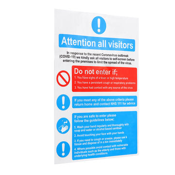 Waterproof Health & Safety Sticker Details about Attention All Visitors Sign A4 Size