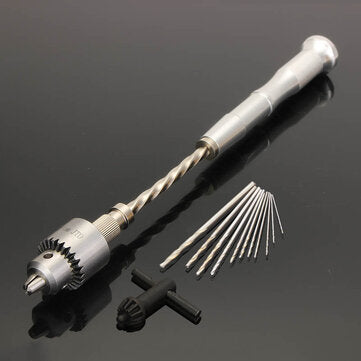 Semi-automatic Mini Hand Drill with 10 Twist Drills Chuck Clamping 0.3-4.0mm Reamer Pinhole Hand Dri