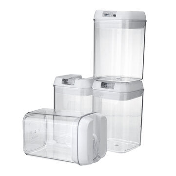 4pcs Clear Container Set Food Storage Box Grains Beans Storage Organizer Home Refrigerator Storage B