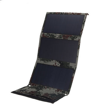 40W 5V Foldable Camouflage Solar Panel Power Bank Pack w Dual USB Waterproof for Backpack Camping