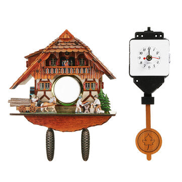 Wooden Retro European Style Wall Clock Three-dimensional Handcrafted Bird Wall Clock for Living Room