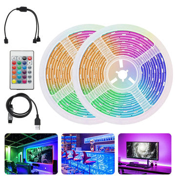 2x5M 2835 SMD Non-waterproof RGB LED Strip Light + 24Keys Remote Control KTV Hotel Bar Home TV Back