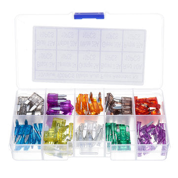 100pcs Mini Auto Fuse 10 Value Car Fuse Blade Kit Assortment with Box 2A 3A 5A 7.5A 10A 15A 20A 25A